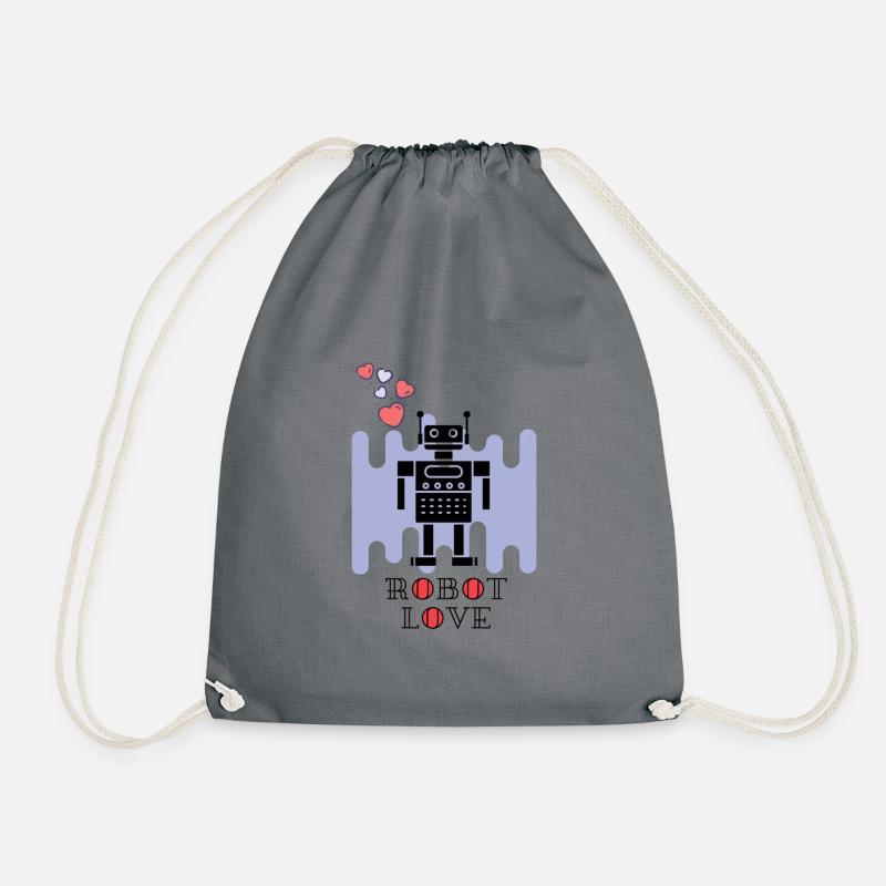 robot love - Drawstring Bag - grey