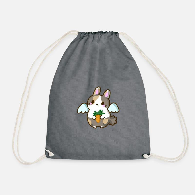 Rainbow rabbit carrot cute angel colorful - Drawstring Bag - grey