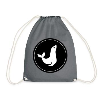 seal animal circle - Drawstring Bag - grey - Front