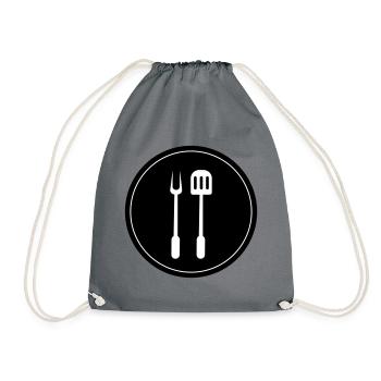 Grill tongs cricket symbol - Drawstring Bag - grey - Front