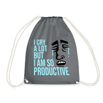 Je pleure beaucoup mais je suis tellement productif, émotions drôles - Sac de sport léger - gris - Devant