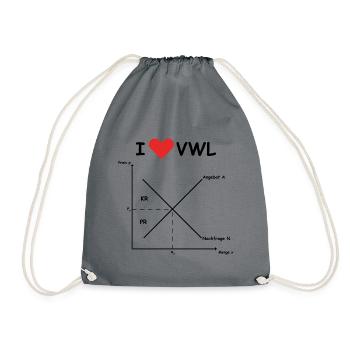 i heart vwl black - Drawstring Bag - grey - Front