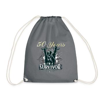 Rocker - 50th Birthday - Drawstring Bag - grey - Front