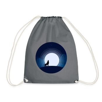 Lune Loup Ciel nocturne Montagne hurlé pleine lune - Sac de sport léger - gris - Devant