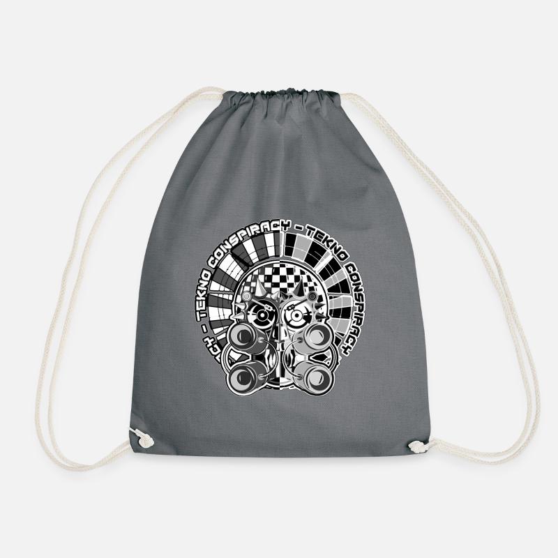 tekno conspiracy head 2 - Drawstring Bag - grey