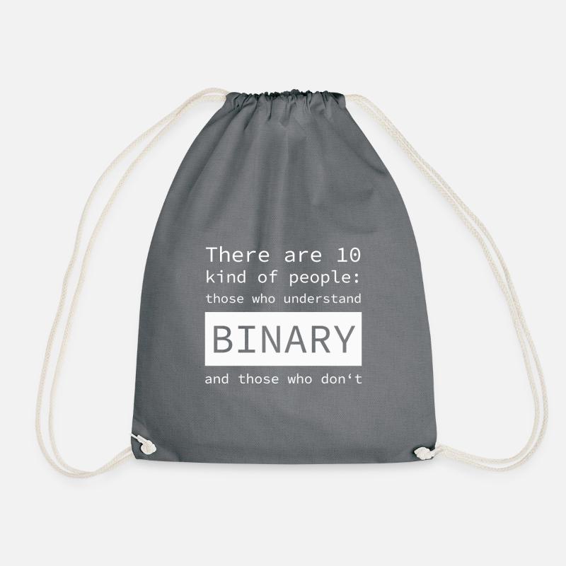 Types of people: Binary - Drawstring Bag - grey