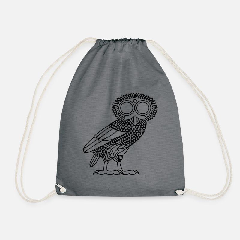 Eule der Athene [Black Outline (nur Eule)] - Turnbeutel - Grau