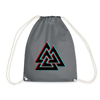 Vintage Valknut Odin symbol Viking sign Pagan - Drawstring Bag - grey - Front
