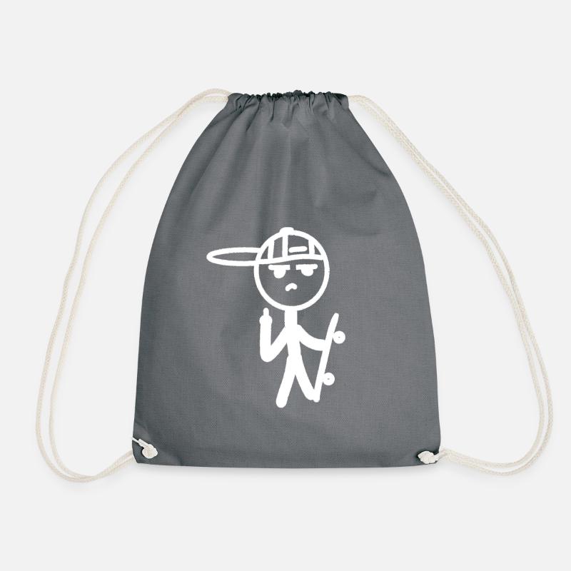 Lustiges Strichmännchen Skater Skateboard Geschenk - Turnbeutel - Grau