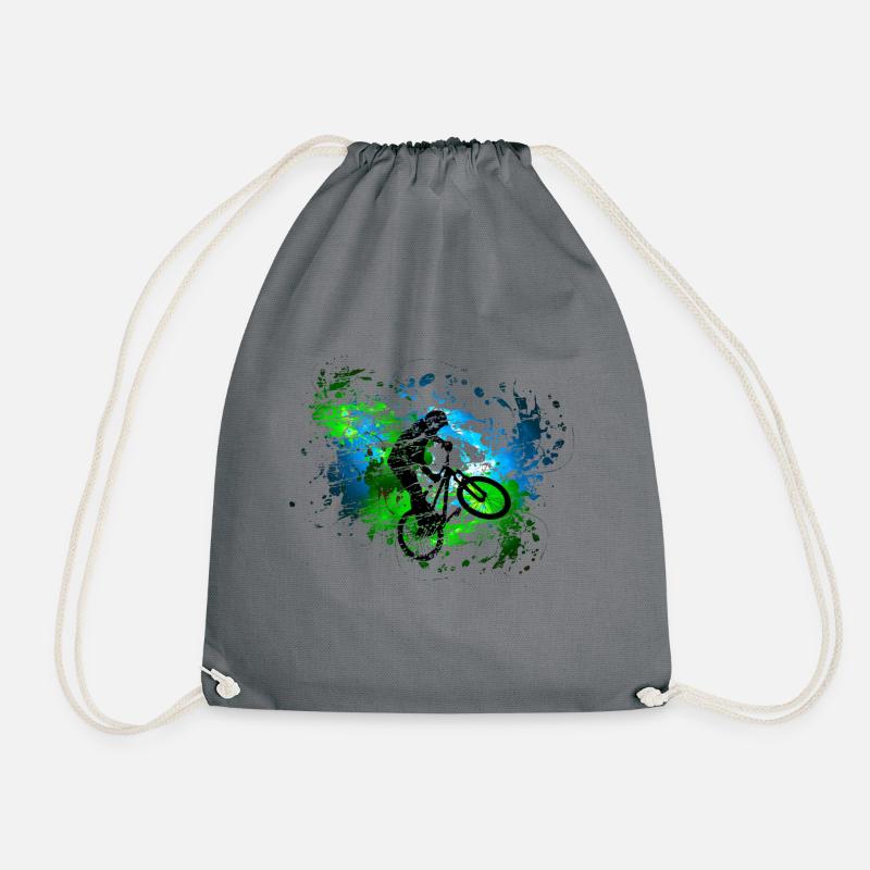 BMX Fahrradfahrt Farbfleck Deko Geschenk - Turnbeutel - Grau