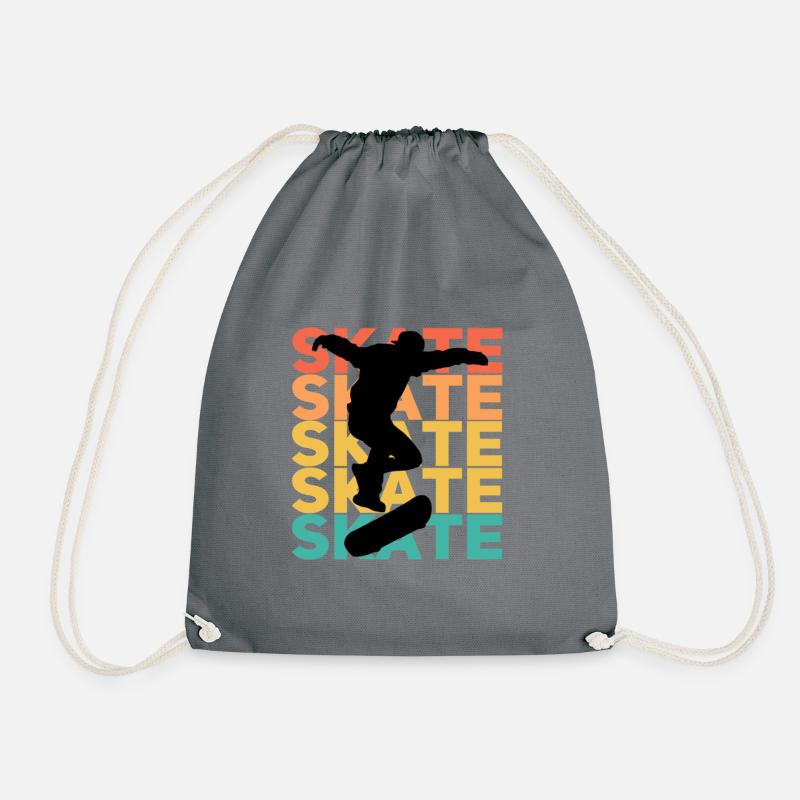 Skate Print - Drawstring Bag - grey