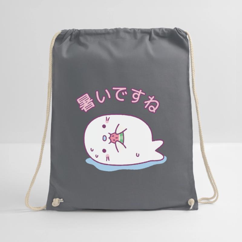 Mignon phoque blanc mangeant de la pastèque, c’est chaud Sac de sport léger