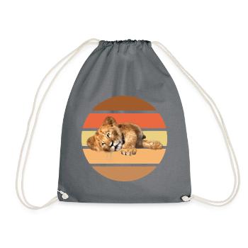 Lion lying, Vintage - Drawstring Bag - grey - Front