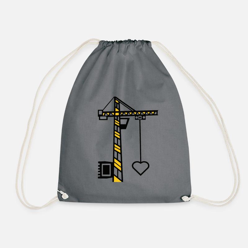 Grue de construction grue grue de levage construction coeur bicolore - Sac de sport léger - gris