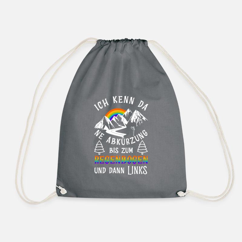 Bergsteiger bis zum Regenbogen Spruch - Turnbeutel - Grau