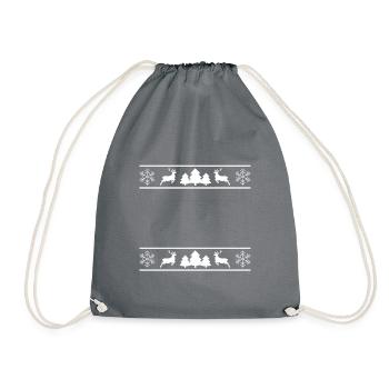 Christmas Frame Beam Reindeer Decoration - Drawstring Bag - grey - Front
