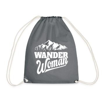 Hiking woman in the mountains - Drawstring Bag - grey - Front