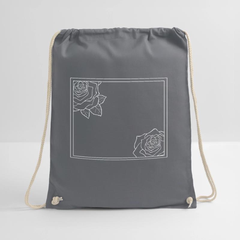 Rectangular frame with roses Drawstring Bag