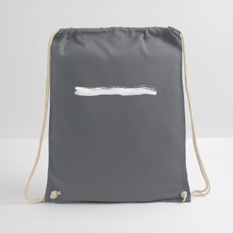 White brush stroke line basic text Drawstring Bag