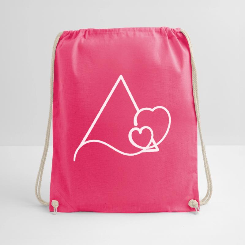 Triangular frame with hearts basic text Drawstring Bag