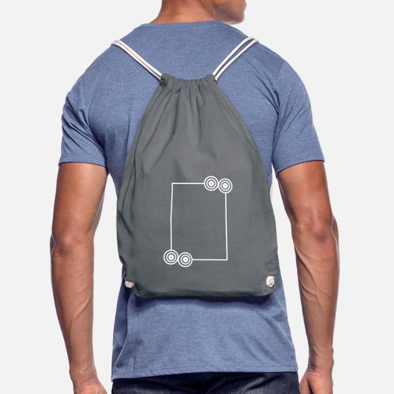 Elongated white frame basic text Drawstring Bag