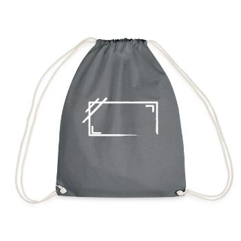 Weathered Rectangular Frame Strokes - Drawstring Bag - grey - Front