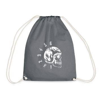 Old-School bike skull - Drawstring Bag - grey - Front