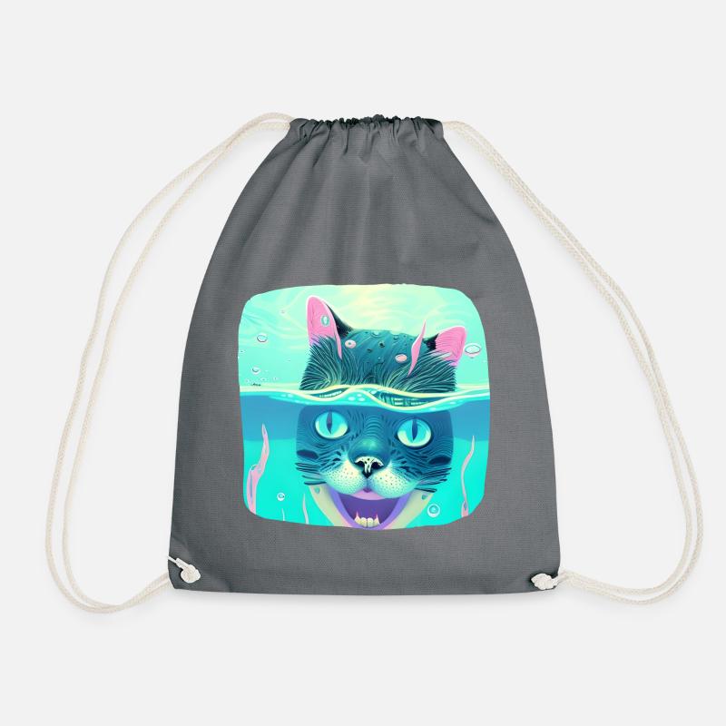 Tauchende Katze - Turnbeutel - Grau