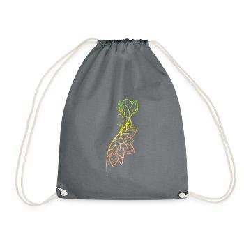Mandala floral line art - Drawstring Bag - grey - Front
