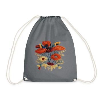 Folk art composition #26 - Drawstring Bag - grey - Front