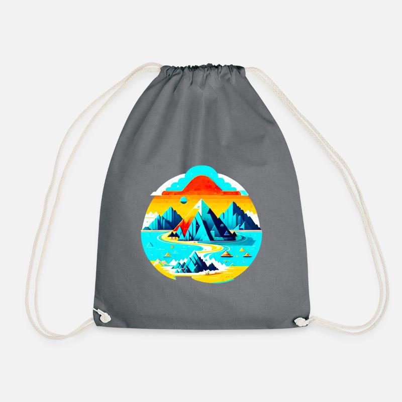 Island with futuristic mountains - Drawstring Bag - grey