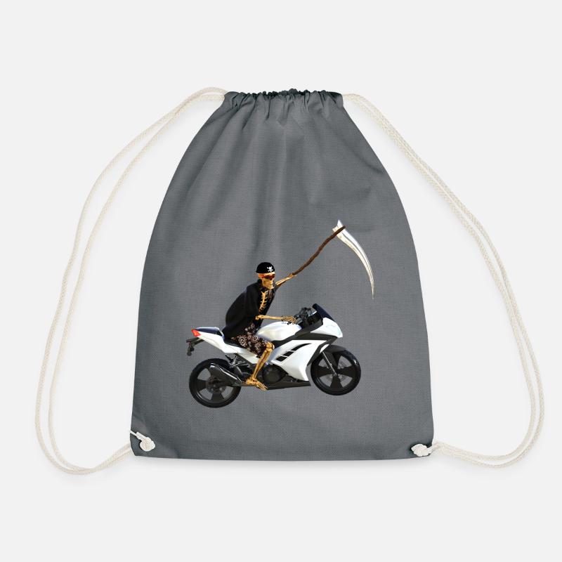 Sensenmann steigt um auf´s Motorrad - Turnbeutel - Grau