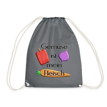 Gemüse - Gemüse ist mein Fleisch -schwarze Schrift - Turnbeutel - Grau - Vorne