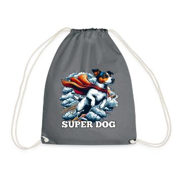 Super Dog Jack Russell Terrier Gift - Drawstring Bag - grey - Front