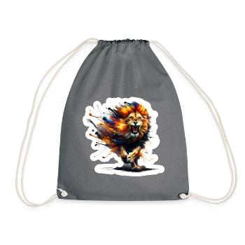 Wild Lion in Watercolor - Drawstring Bag - grey - Front