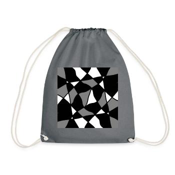 black and white geometric mosaic - Drawstring Bag - grey - Front