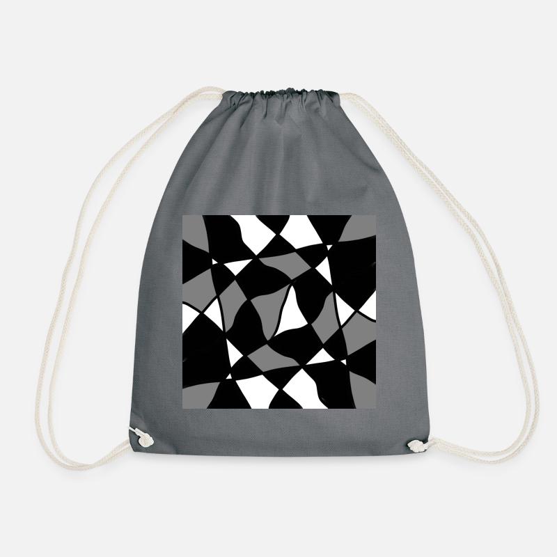 black and white geometric mosaic - Drawstring Bag - grey