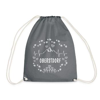 Oberstdorf Flowers Heart Mountains Love - Drawstring Bag - grey - Front