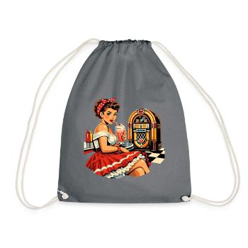 50s Diner Pin-Up: Retro Rockabilly Style - Drawstring Bag - grey - Front