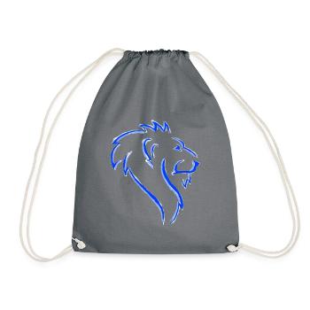 Neon Blue Lion Umrisskunst - Turnbeutel - Grau - Vorne