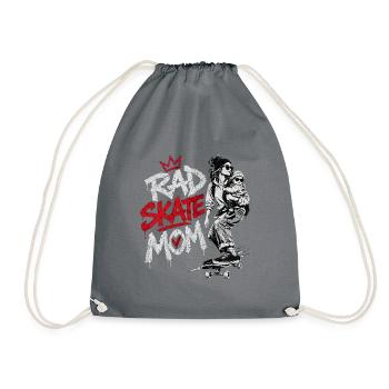 Cool Skater Mom mit Baby - Skateboarding - Turnbeutel - Grau - Vorne