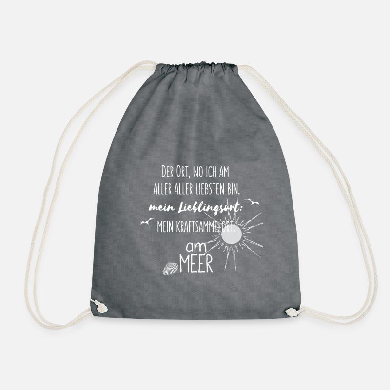 Lieblingsort – am Meer – Geschenk - Turnbeutel - Grau