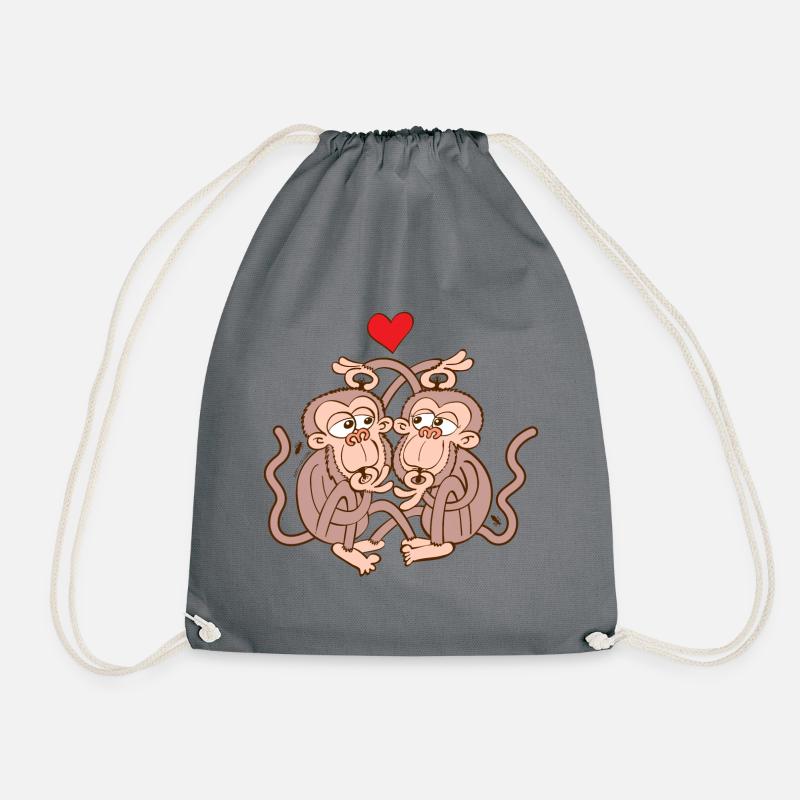 Monkeys Eating Lice and Falling in Love - Drawstring Bag - grey