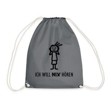 Strichmännchen NIX hören - Turnbeutel - Grau - Vorne