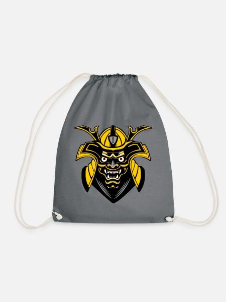 SMenpō Gold-Schwarze Samurai Maske - Turnbeutel - Grau