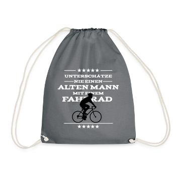 Alter Mann - Fahrrad | 2C Farbwechsel - Turnbeutel - Grau - Vorne