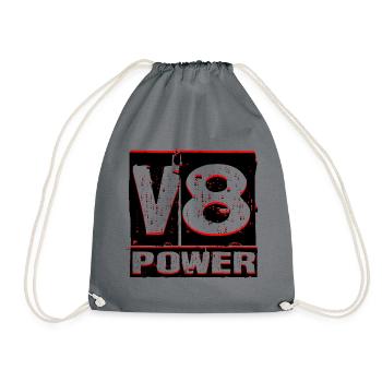 V8 - Drawstring Bag - grey - Front