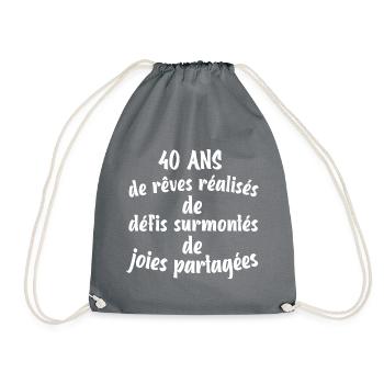 40 ans maillot anniversaire cadeau homme femme - Sac de sport léger - gris - Devant