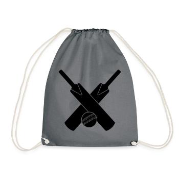 Cricket logo with bat and ball - Drawstring Bag - grey - Front