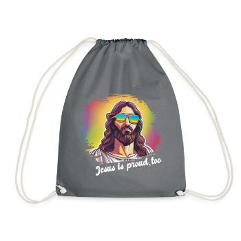 Jesus is proud too pride gay homosexuell Spruch - Turnbeutel - Grau - Vorne